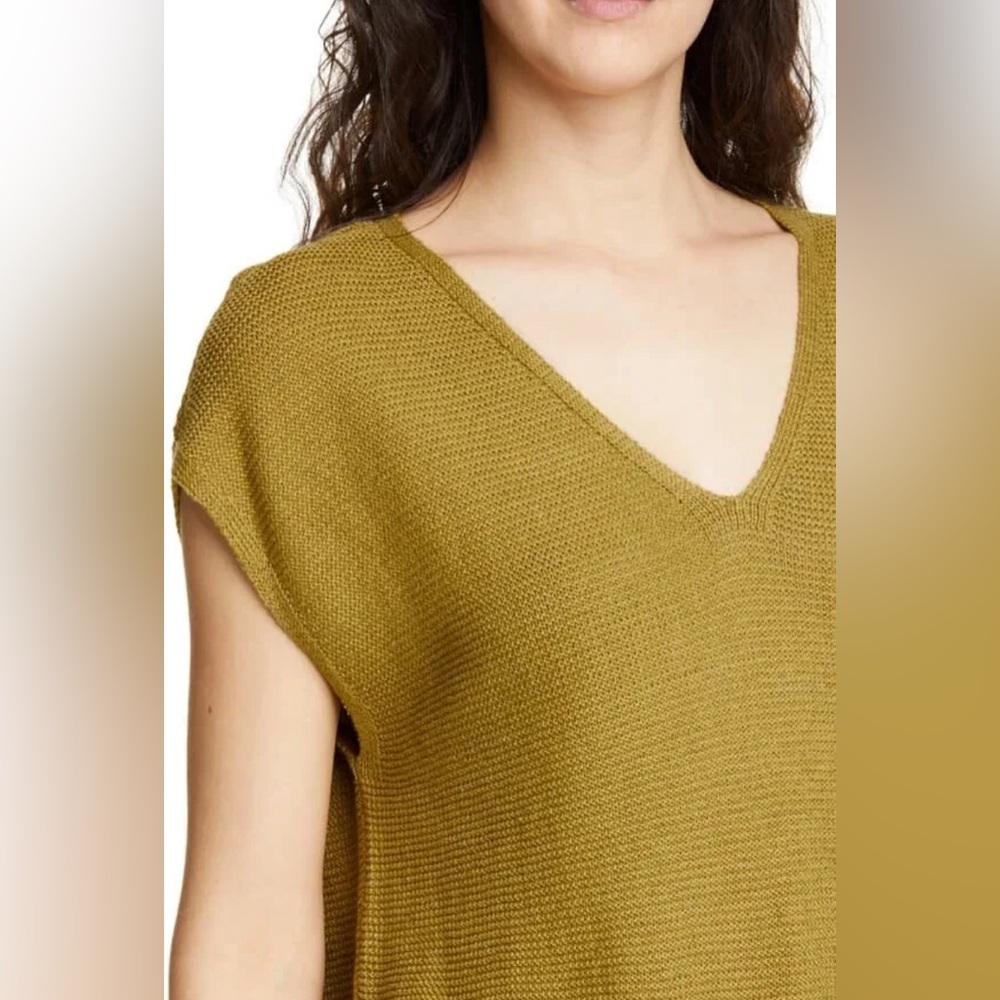 Eileen Fisher Knit Tunic Organic Cotton/Linen Top Olive Green Women Small NWOT - Picture 11 of 11